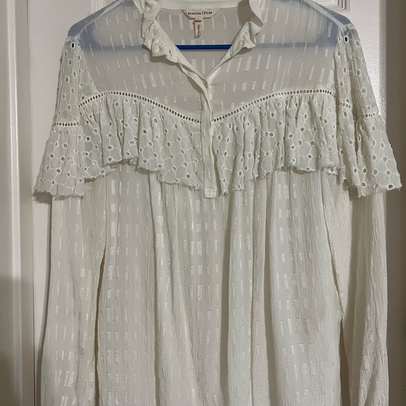 Rebecca Taylor poppy eyelet ruffle silk blouse - Picture 7 of 11